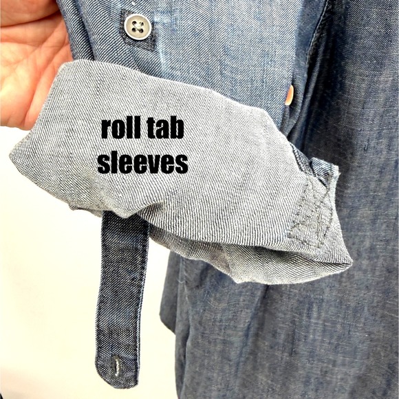 J Jill Denim Womens Chambray Top XL Blue Minimalist Linen Blend Capsule Wardrobe - Picture 6 of 9